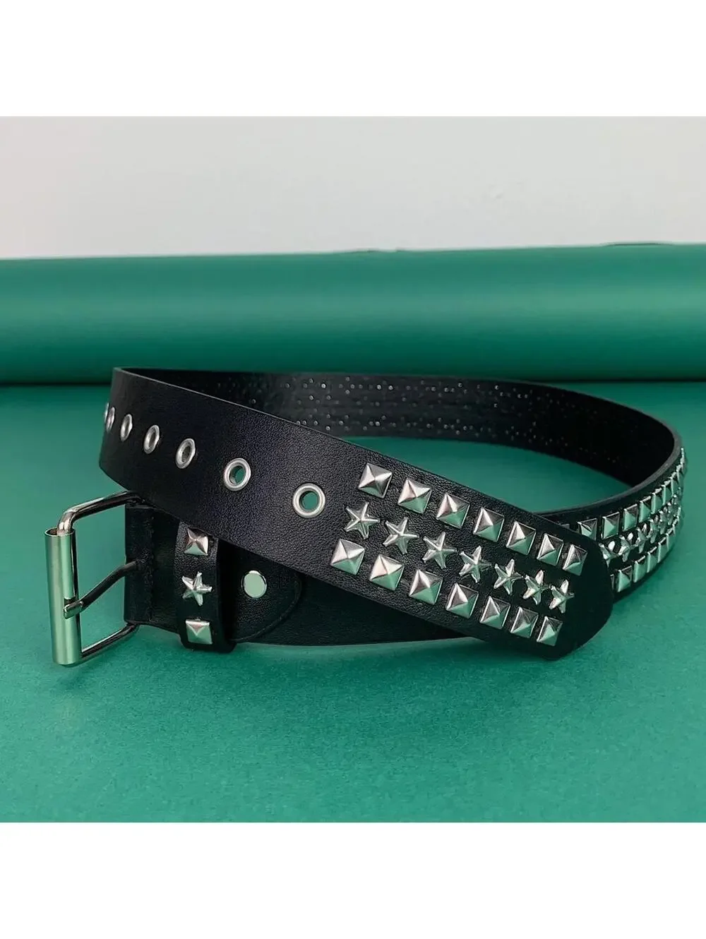 Star studded black and silver belt